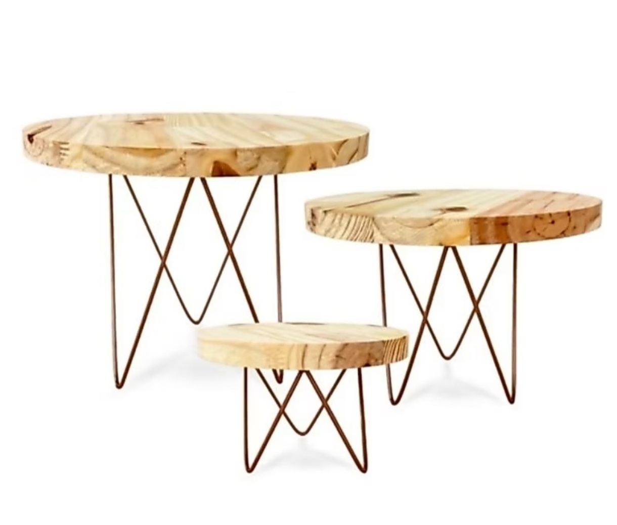 Trio de Bobeiras Madeira Pinus - Decorart Pegue e monte e Decoração completa