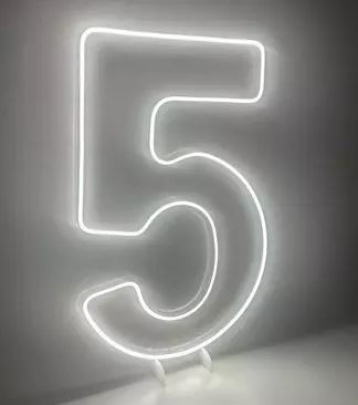 Display Acrilico Numero 5 Led (Luz Fria)   - Decora na Hora