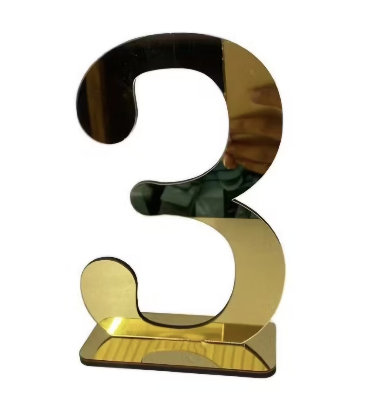 Numero 3 Display Mesa Acrilico Dourado  - Decora na Hora