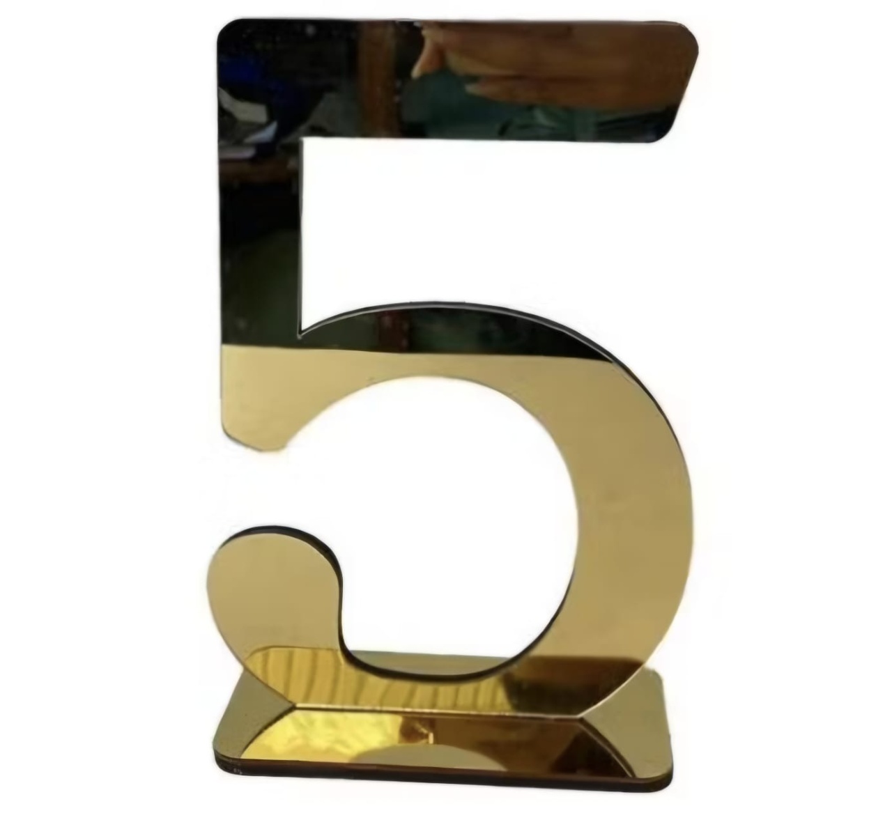 Numero 5 Display Mesa Acrilico Dourado - Decora na Hora
