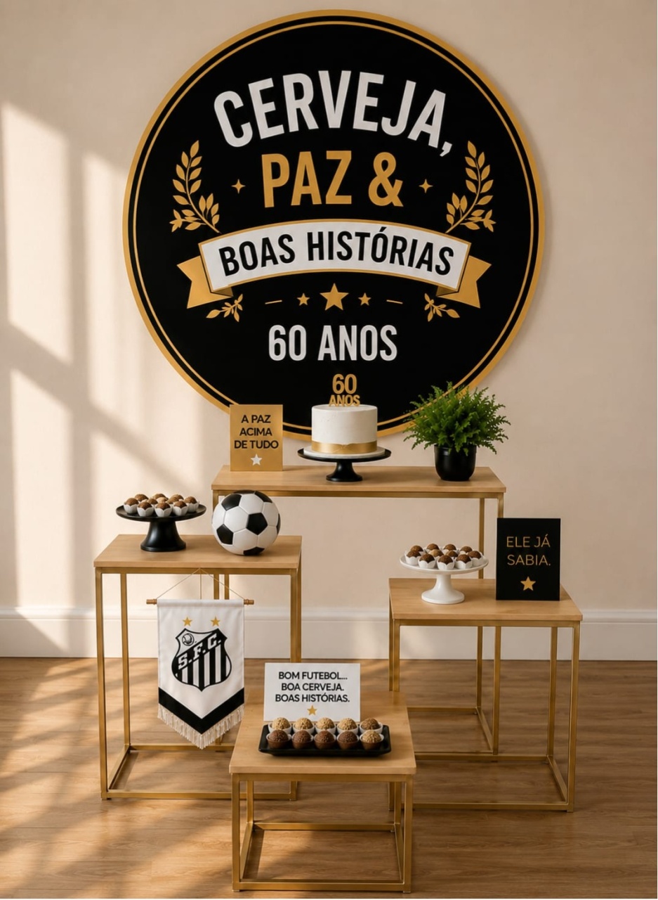 Festa 60 Anos Masculino Santos - Kit P&M - Decora na Hora