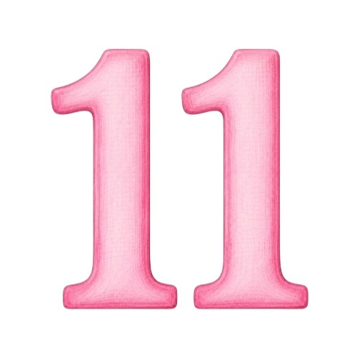 Aplique Numero 11 Rosa Aquarelado - Decora na Hora