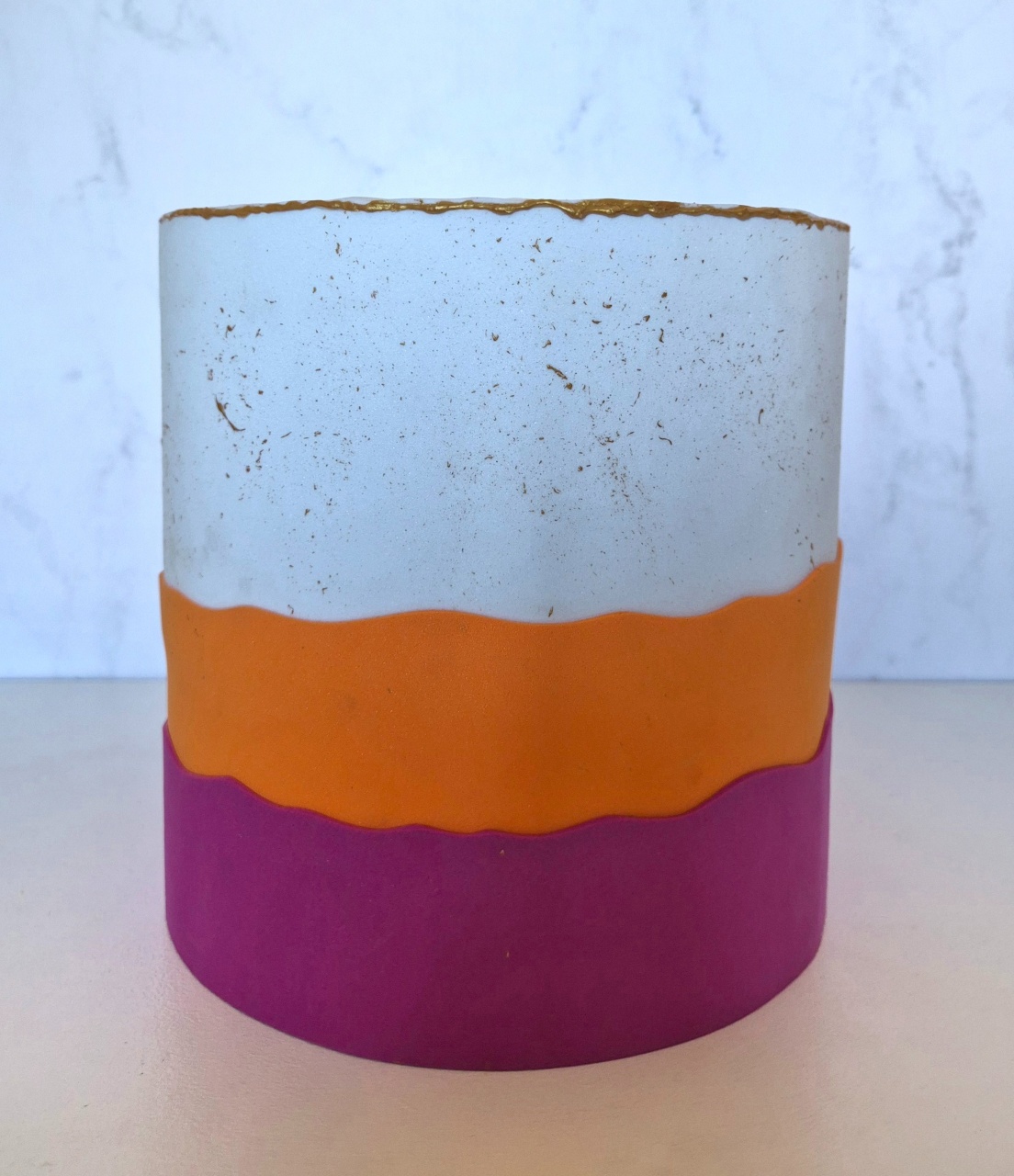 Bolo Cenografico Branco, Pink E Laranja Eva  - Decora na Hora