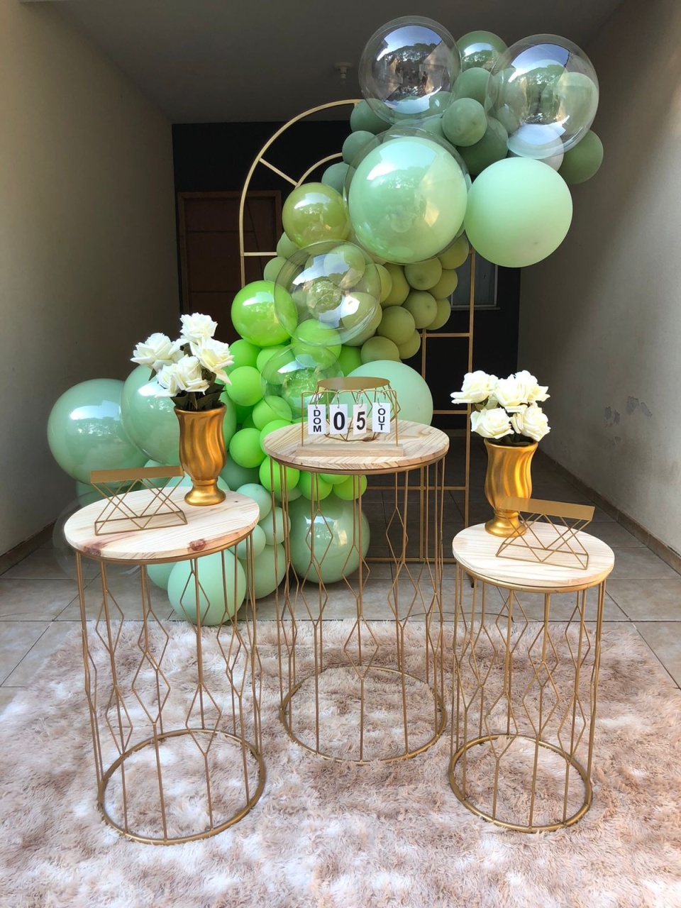 Decoraçao 4 Adulto Verde  + Guirlanda Orgânica   - Doce encanto 