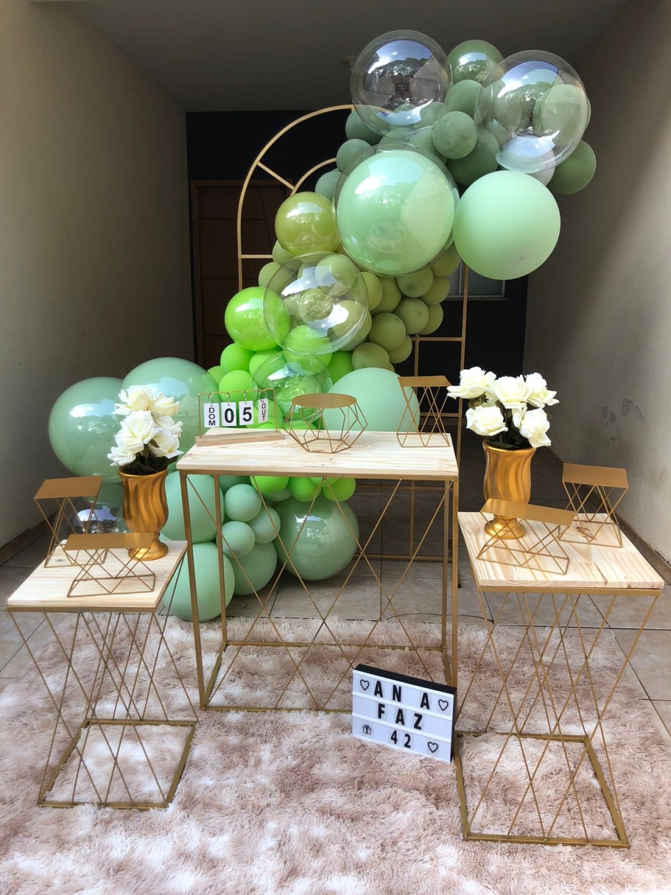 Decoraçao 2 Adulto Verde  + Guirlanda Orgânica - Doce encanto 