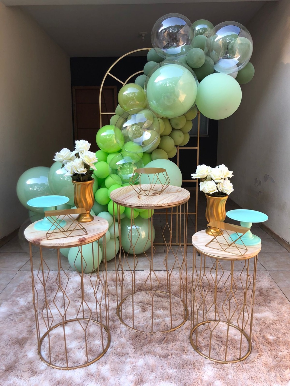 Decoraçao 3 Adulto Verde  + Guirlanda Orgânica  - Doce encanto 