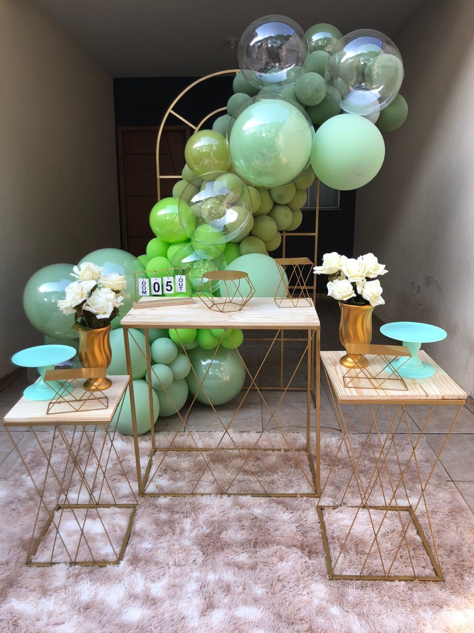 Decoraçao 1 Adulto Verde  + Guirlanda Orgânica  - Doce encanto 