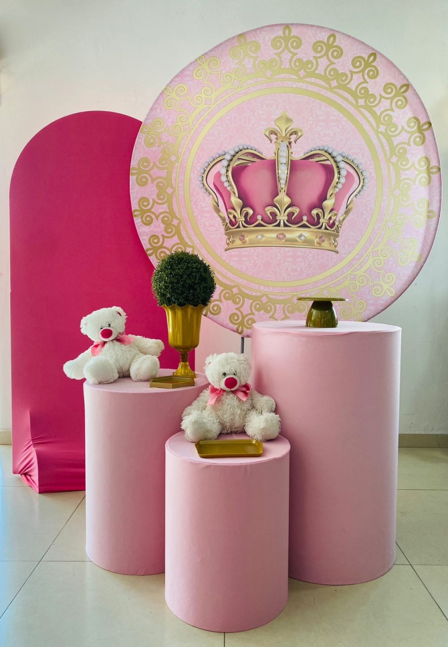 Kit Medio Cha de Bebe Coroa Rosa - Arrazo Decorações