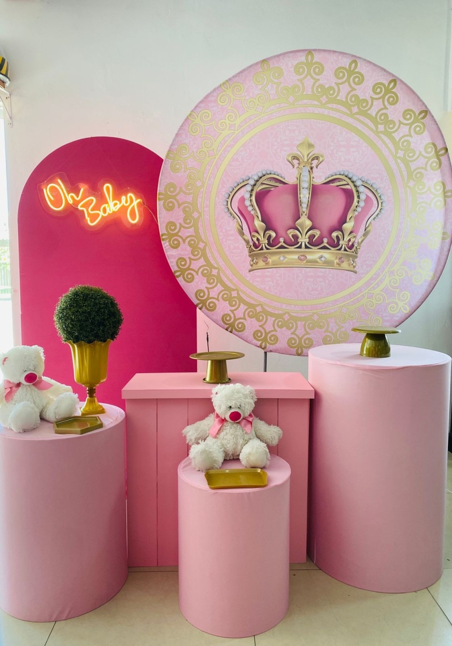 Kit Master Cha de Bebe Coroa Rosa  - Arrazo Decorações