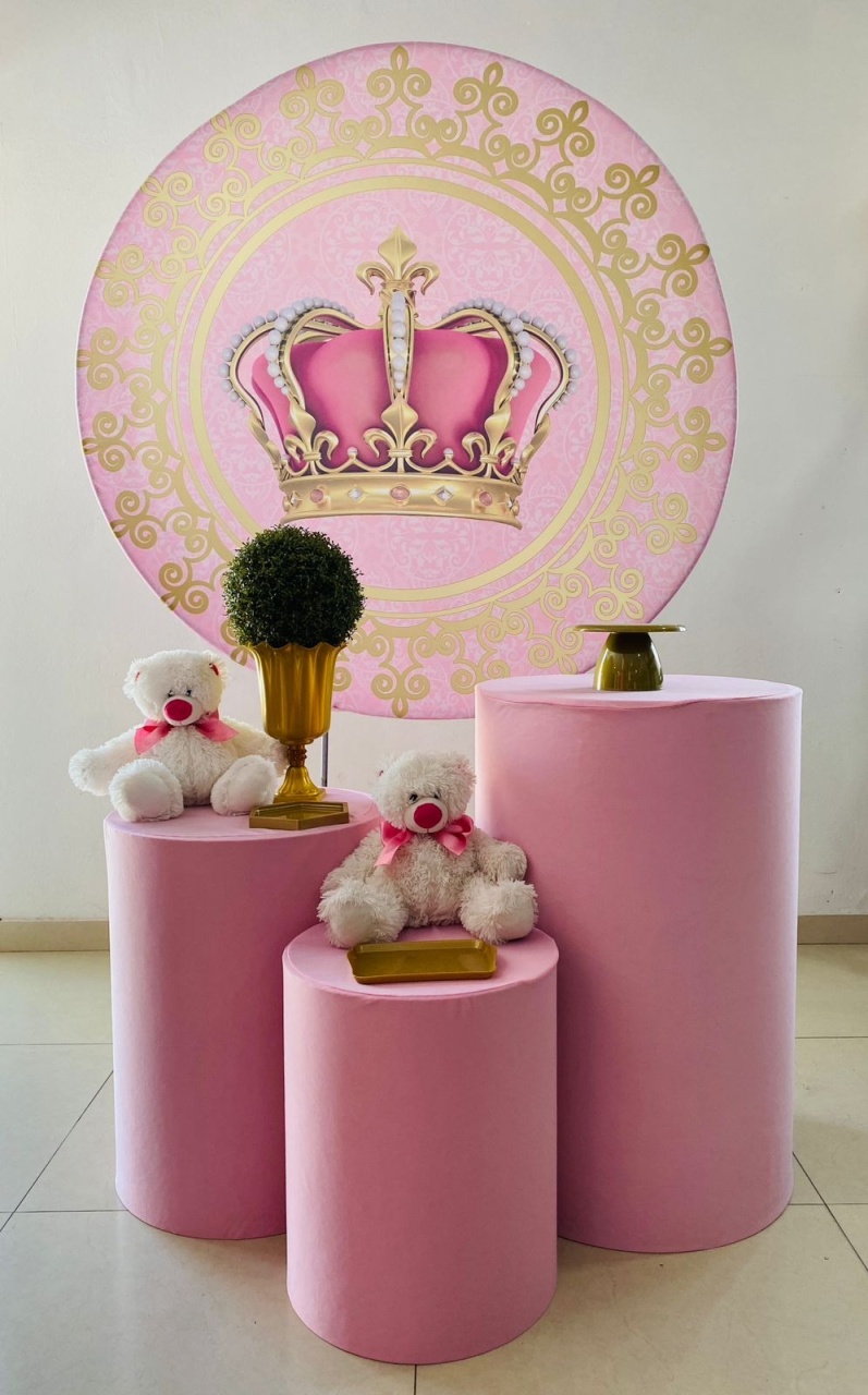 Kit Basico Cha de Bebe Coroa Rosa - Arrazo Decorações