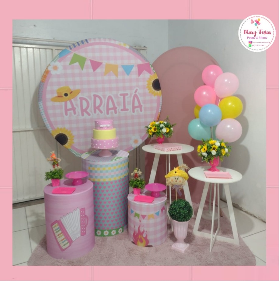 Kit 1 - Arraia Rosa - CATÁLOGO MARY FESTAS PEGUE E MONTE