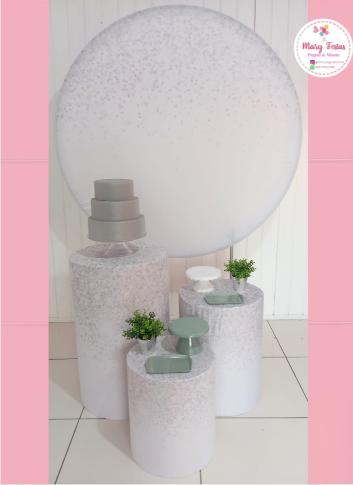 Kit 3 - Branco Com Prata - CATÁLOGO MARY FESTAS PEGUE E MONTE