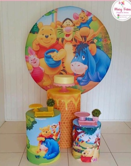 Kit 3 - Ursinho Pooh ( Menina ) - CATÁLOGO MARY FESTAS PEGUE E MONTE