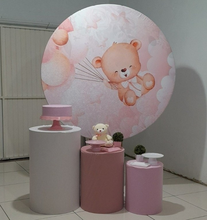 Kit 3 - Ursa Fofoinha Rosa  - CATÁLOGO MARY FESTAS PEGUE E MONTE