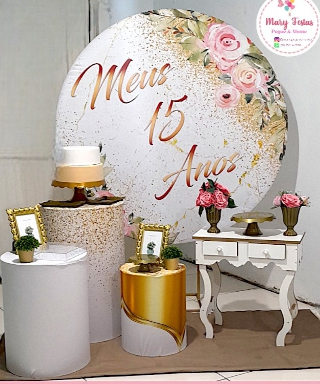 Kit 2 - 15 Anos Branco Com Flores - CATÁLOGO MARY FESTAS PEGUE E MONTE