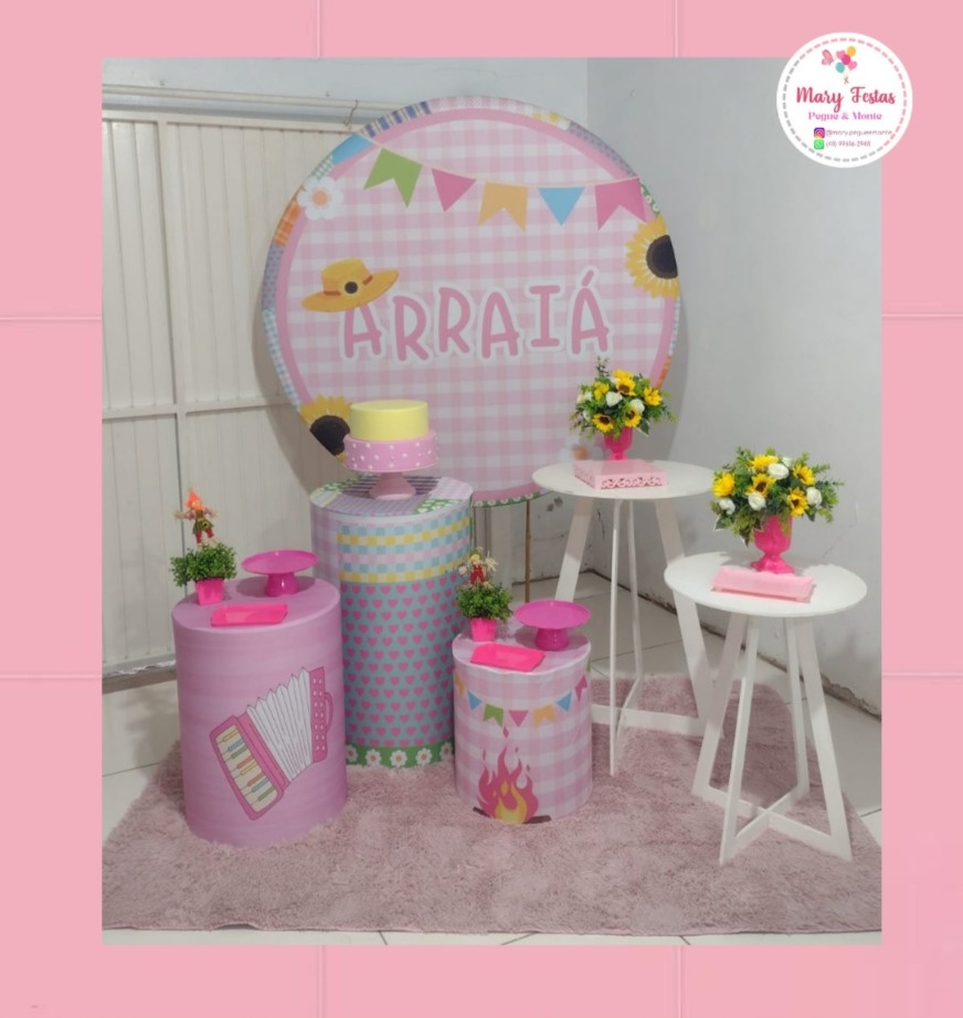 Kit 2 Arraia Rosa - CATÁLOGO MARY FESTAS PEGUE E MONTE