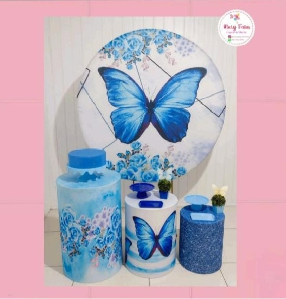 Kit 3 - Jardim da Borboleta Azul - CATÁLOGO MARY FESTAS PEGUE E MONTE