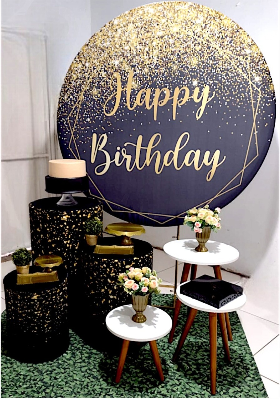 Kit 2 - Happy Birthaday Preto   - CATÁLOGO MARY FESTAS PEGUE E MONTE