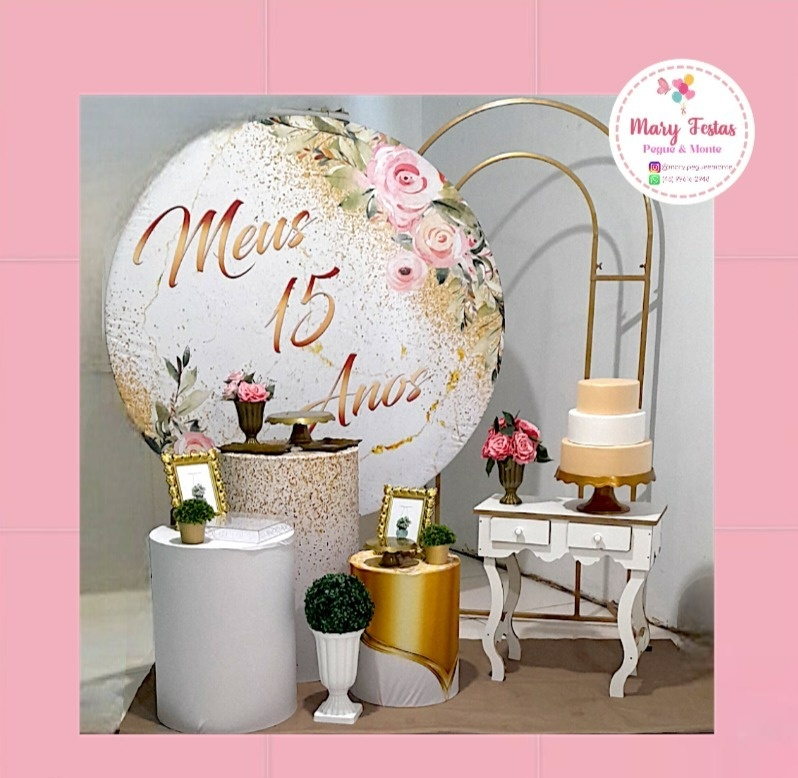 Kit 1 - 15 Anos Branco Com Flores - CATÁLOGO MARY FESTAS PEGUE E MONTE