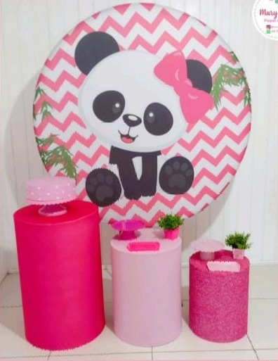 Kit 3 - Panda Rosa  - CATÁLOGO MARY FESTAS PEGUE E MONTE