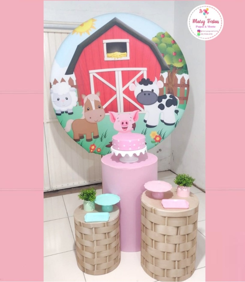 Kit 3 - Fazendinha - Menina - CATÁLOGO MARY FESTAS PEGUE E MONTE