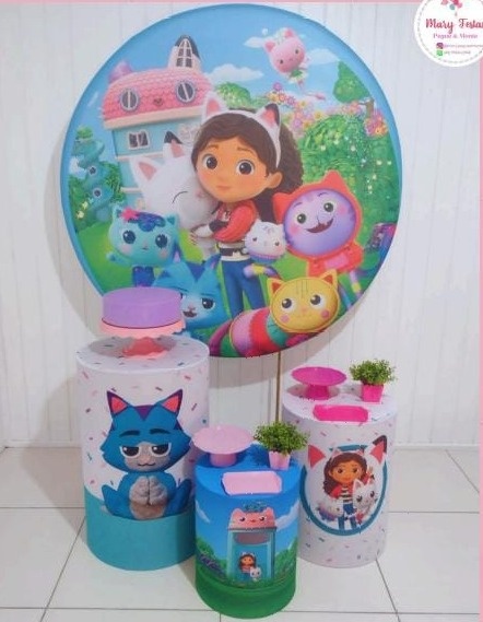 Kit 3 - A Casa Mágica da Gabby - CATÁLOGO MARY FESTAS PEGUE E MONTE