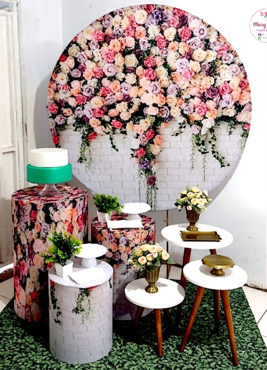 Kit 2 - Rosa Com Flores - CATÁLOGO MARY FESTAS PEGUE E MONTE