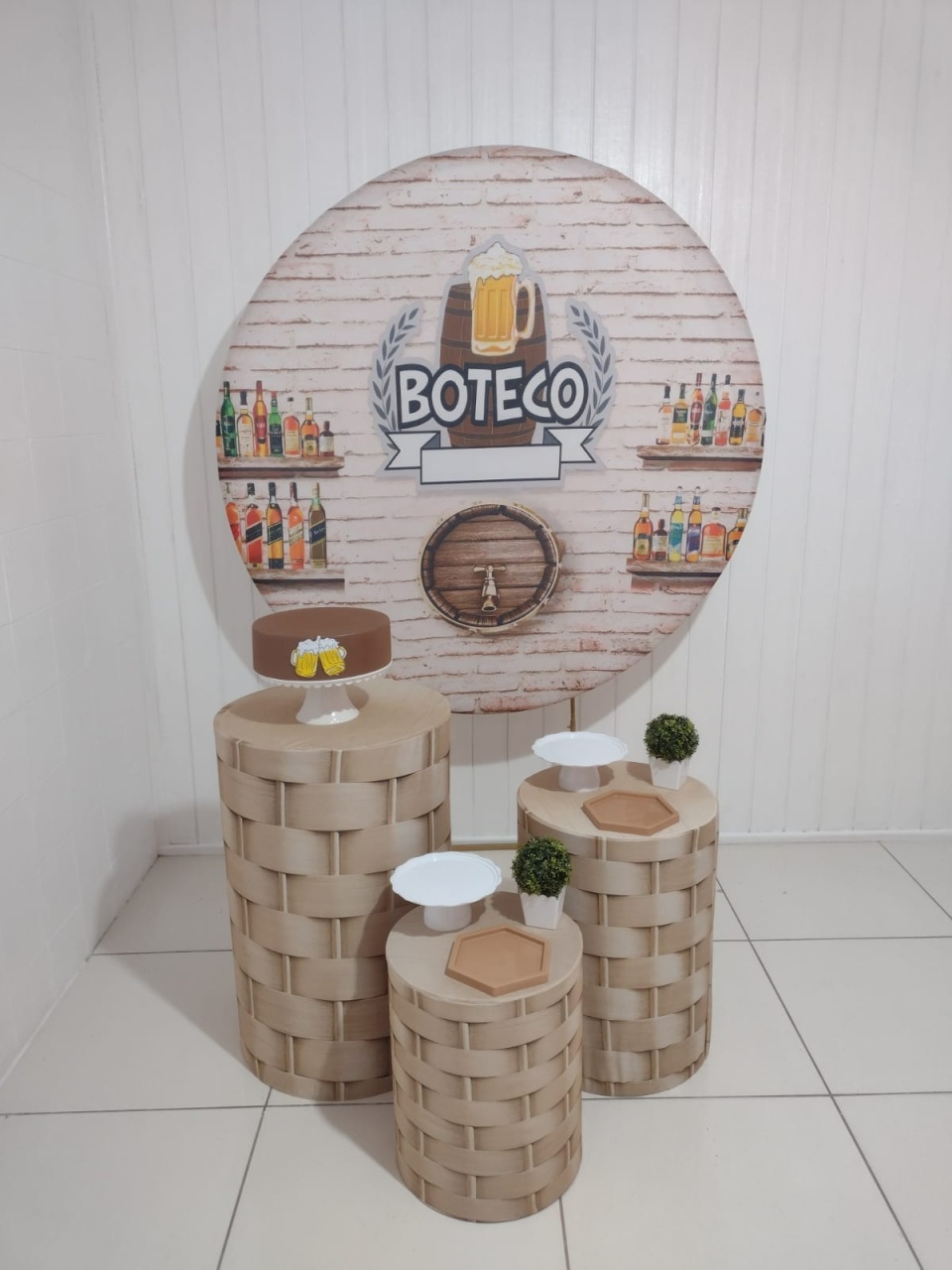Kit 3 Boteco - Amadeirado Claro - CATÁLOGO MARY FESTAS PEGUE E MONTE