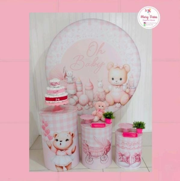 Kit 3 - Chá de Bebê Oh Baby Menina  - CATÁLOGO MARY FESTAS PEGUE E MONTE