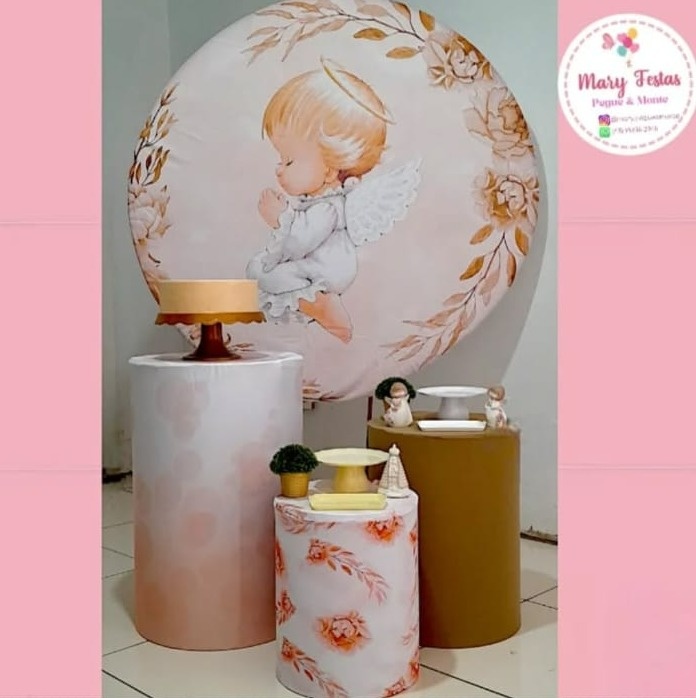 Kit 3 - Batizado Rose  - CATÁLOGO MARY FESTAS PEGUE E MONTE