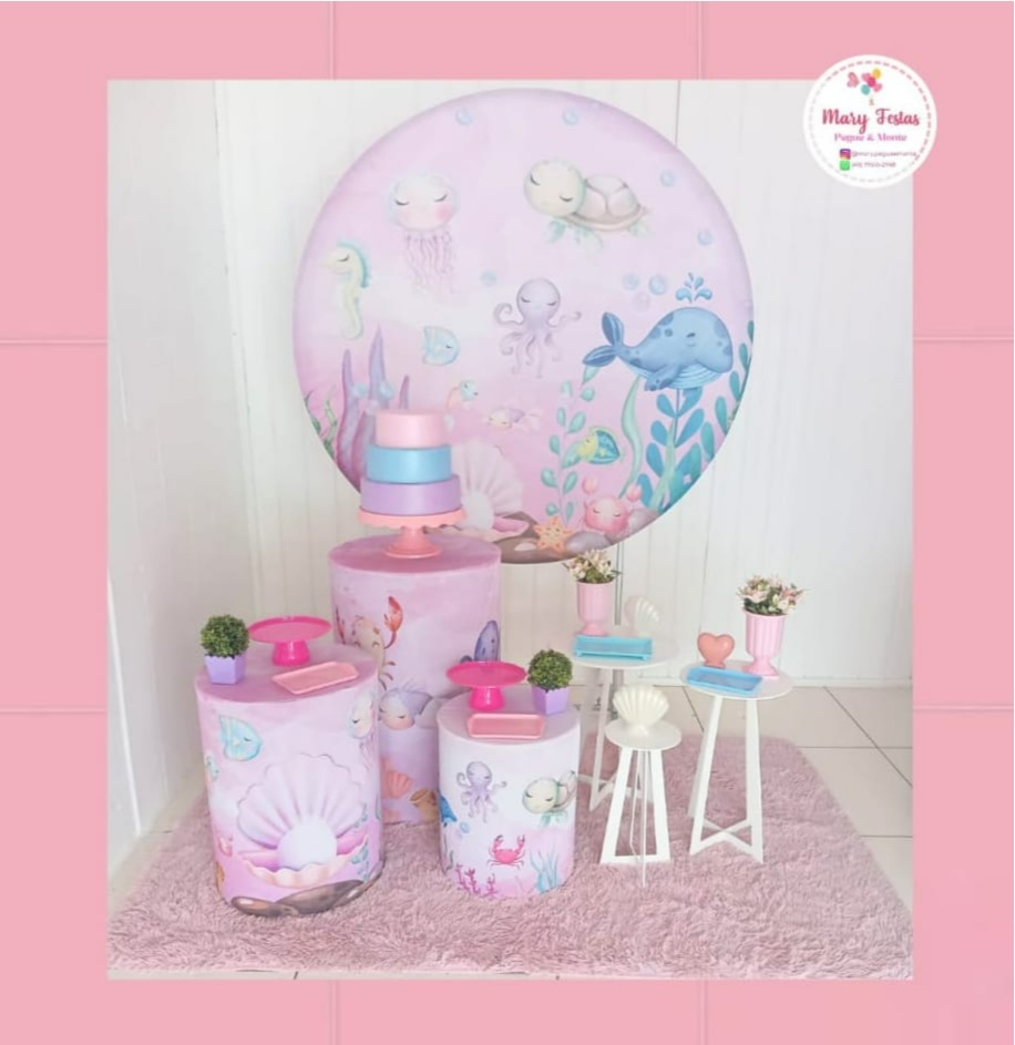 Kit 2 - Fundo Do Mar (Rosa)   - CATÁLOGO MARY FESTAS PEGUE E MONTE