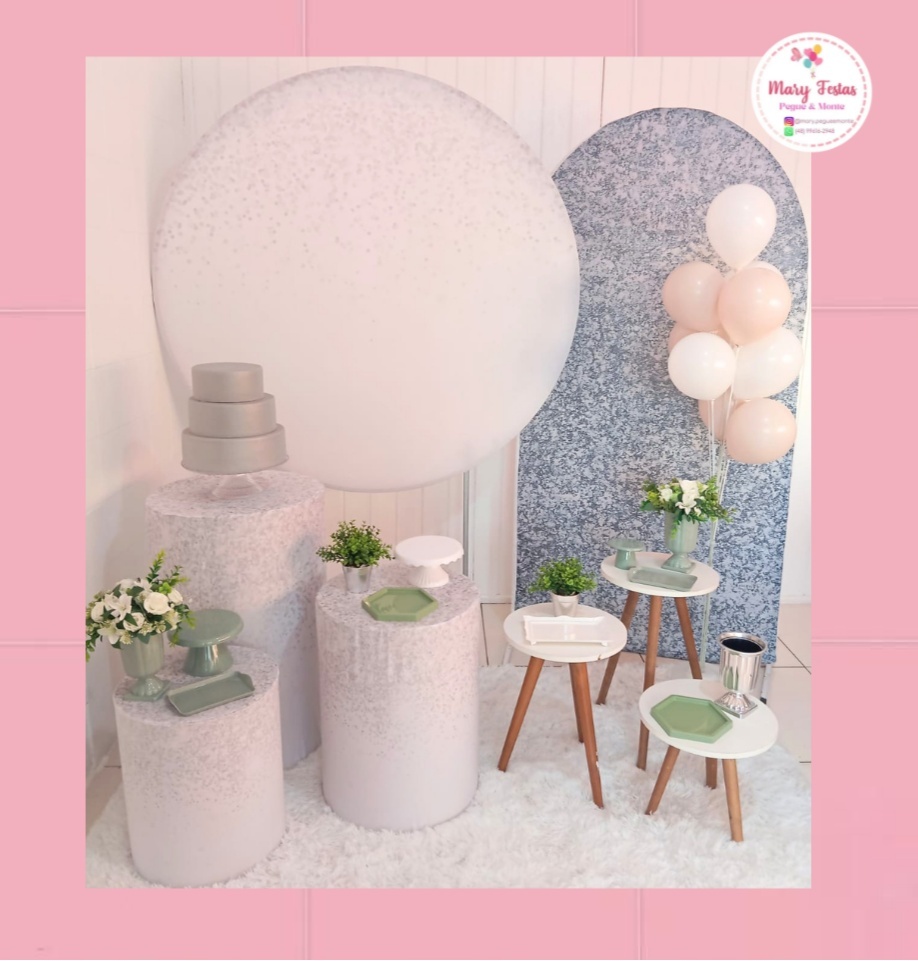 Kit 1 - Branco Com Prata - CATÁLOGO MARY FESTAS PEGUE E MONTE