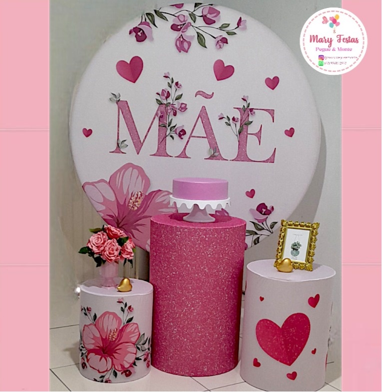 Kit 3 - Dia das Mães Corações E Rosas  - CATÁLOGO MARY FESTAS PEGUE E MONTE