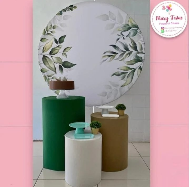 Kit 3 - Branco Com Flores Verdes - CATÁLOGO MARY FESTAS PEGUE E MONTE