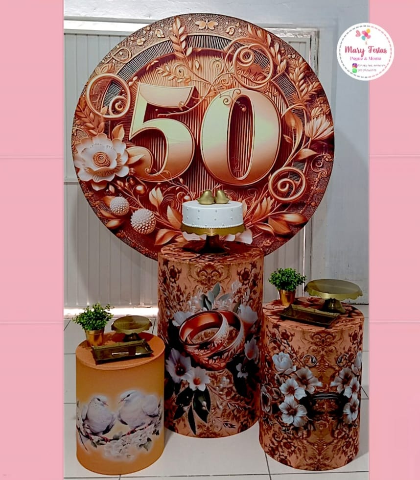 Kit 3 - Bodas de Ouro - E 50 Anos - CATÁLOGO MARY FESTAS PEGUE E MONTE
