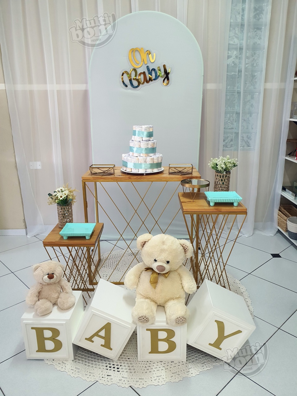 Chá de Bebê Urso Verde Candy - MultiBomFestas