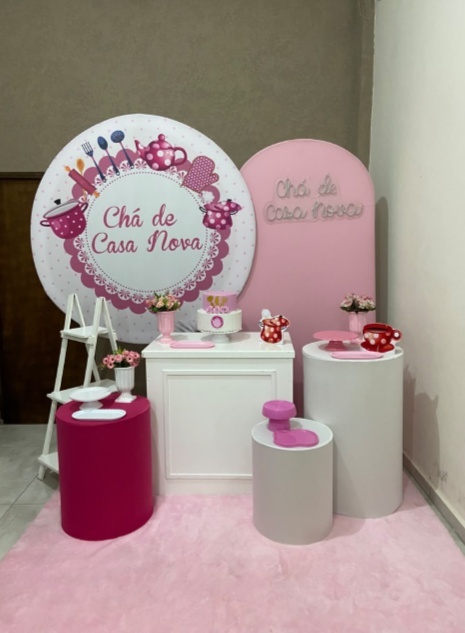 Kit Pm Essencial Chá de Casa Nova Branco Com Rosa - Jujuba Festa e Cia 