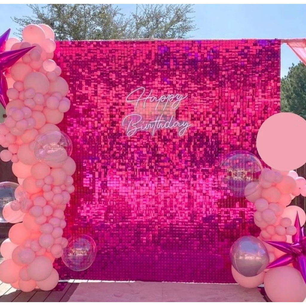 Painel Shimmer Wall Pink 1,50 X 2,20 - Jujuba Festa e Cia 