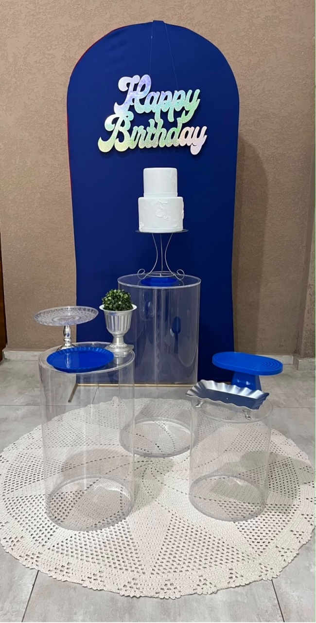 Kit Pm Clean Acrilico Azul Escuro - Jujuba Festa e Cia 