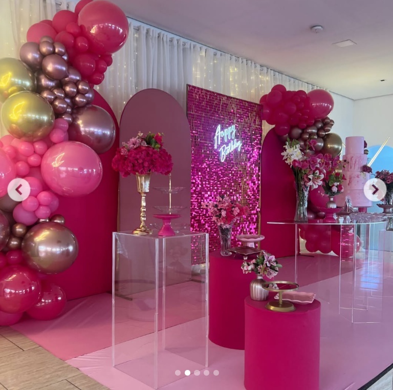 Decoração Completa Rosa Luxo - Jujuba Festa e Cia 
