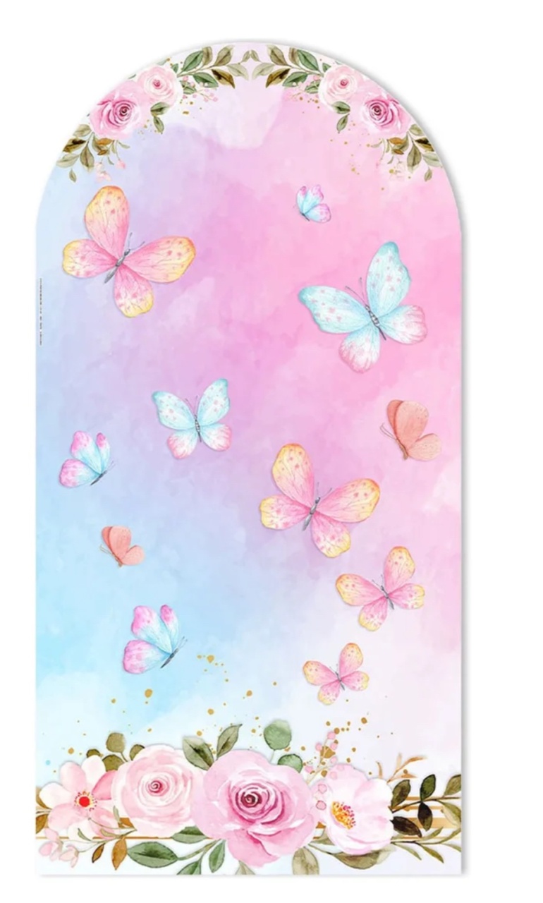Painel Romano Borboleta Rosa/Azul - Jujuba Festa e Cia 