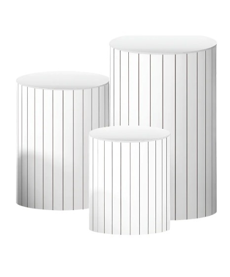 Trio de Capas Cilindros Branco Ripado - Jujuba Festa e Cia 