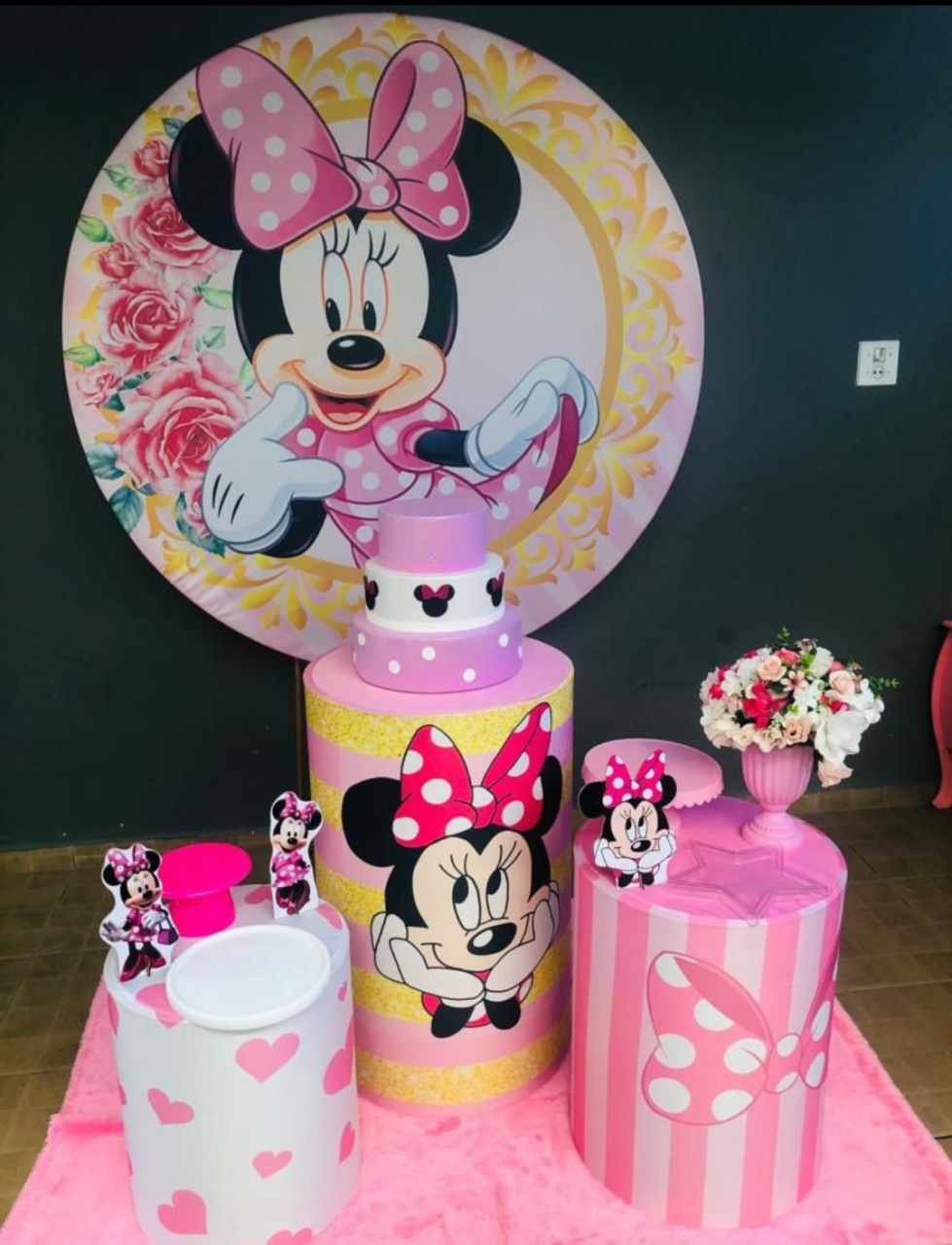 Minnie Rosa Com Flores - Jujuba Festa e Cia 