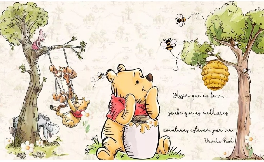 Painel Retangular Ursinho Pooh - Jujuba Festa e Cia 
