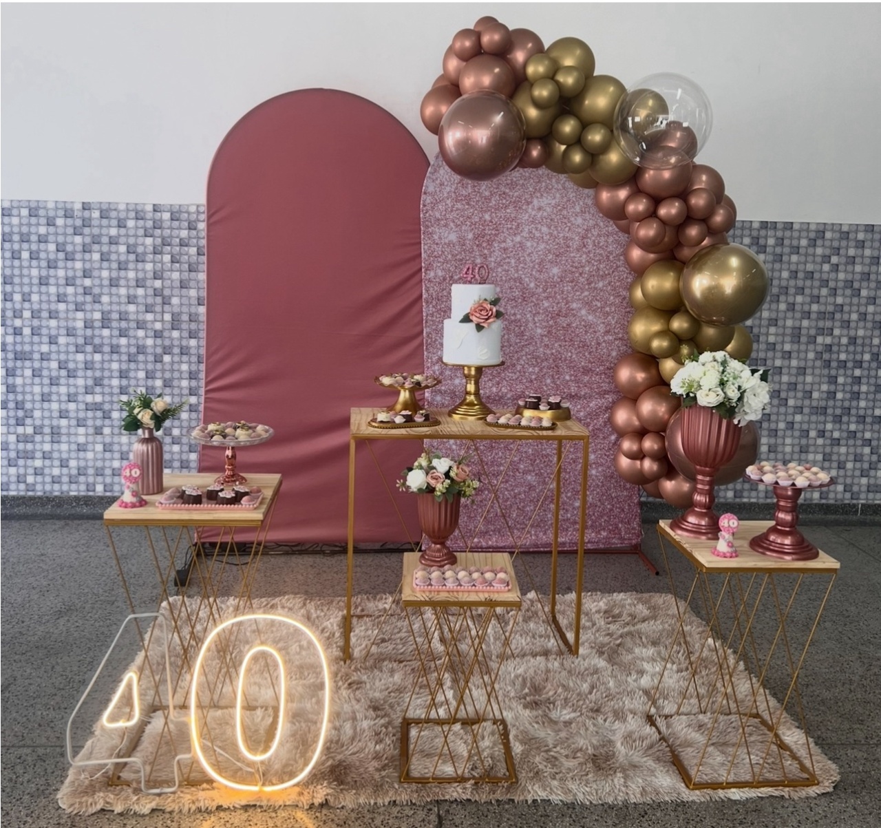 Kit Pm Golden Rose E Dourado - Jujuba Festa e Cia 