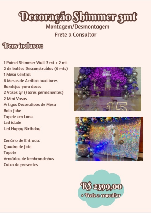 Decoração Shimmer 3 Mt Promo - Jujuba Festa e Cia 