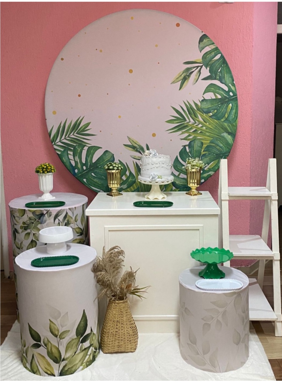 Kit Pm Grande Folhagem Verde E Branco - Jujuba Festa e Cia 
