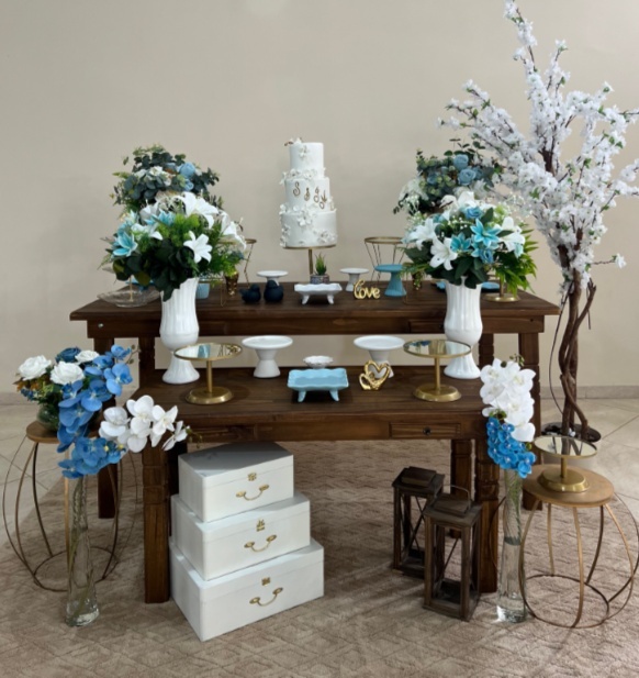 Decoração Casamento Rustico Azul E Branco - Jujuba Festa e Cia 