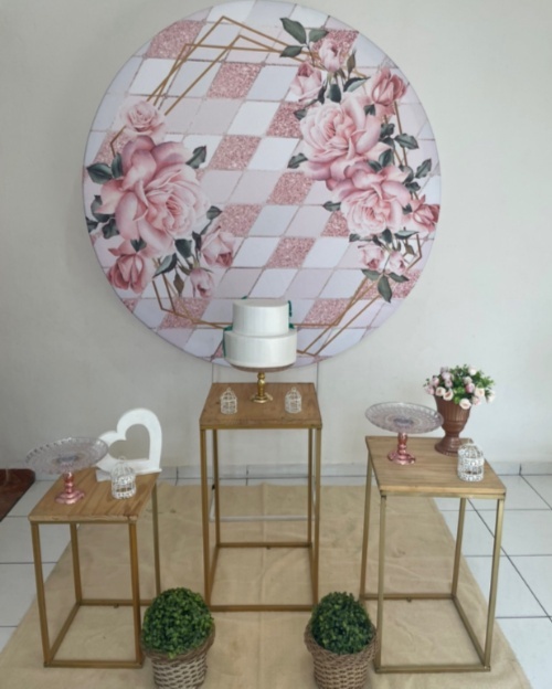 Kit Pm Básico Floral Geométrico Rosa - Jujuba Festa e Cia 