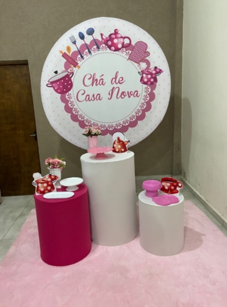 Kit Pm Básico Chá de Casa Nova Branco Com Rosa - Jujuba Festa e Cia 